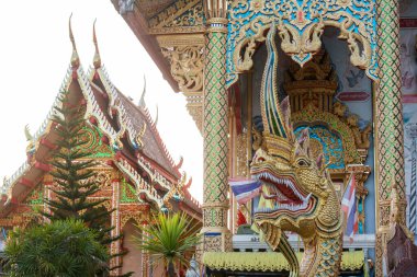 Wat Luang Chai Sathan Tayland 'ın Chiang Raii şehrindeki Chiang Khong kasabasında. Tayland, Chiang Khong, Kasım 2019