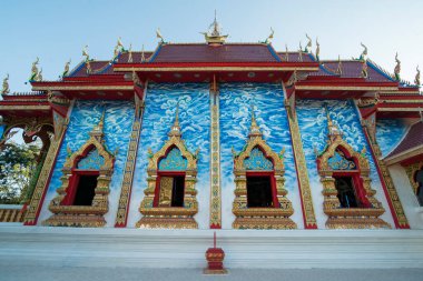 Wat Hua Wiang, Tayland 'ın Chiang Raii şehrindeki Chiang Khong kasabasında. Tayland, Chiang Khong, Kasım 2019