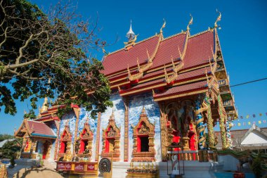 Wat Hua Wiang, Tayland 'ın Chiang Raii şehrindeki Chiang Khong kasabasında. Tayland, Chiang Khong, Kasım 2019
