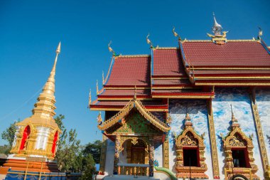 Wat Hua Wiang, Tayland 'ın Chiang Raii şehrindeki Chiang Khong kasabasında. Tayland, Chiang Khong, Kasım 2019