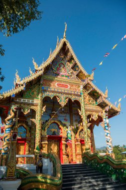 Wat Hua Wiang, Tayland 'ın Chiang Raii şehrindeki Chiang Khong kasabasında. Tayland, Chiang Khong, Kasım 2019