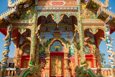 Wat Hua Wiang, Tayland 'ın Chiang Raii şehrindeki Chiang Khong kasabasında. Tayland, Chiang Khong, Kasım 2019