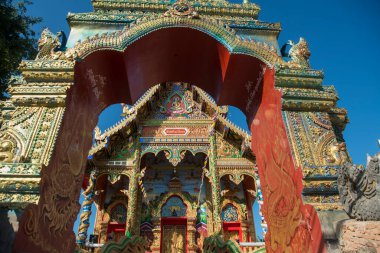 Wat Hua Wiang, Tayland 'ın Chiang Raii şehrindeki Chiang Khong kasabasında. Tayland, Chiang Khong, Kasım 2019