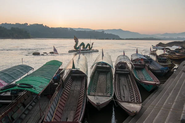 Naga Dragon Boat Pier Mekong River Town Chiang Khong Province — Stock Photo, Image