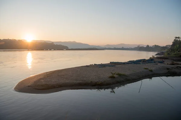 Landskapet Vid Floden Mekong Staden Chiang Khong Provinsen Chiang Raii — Stockfoto