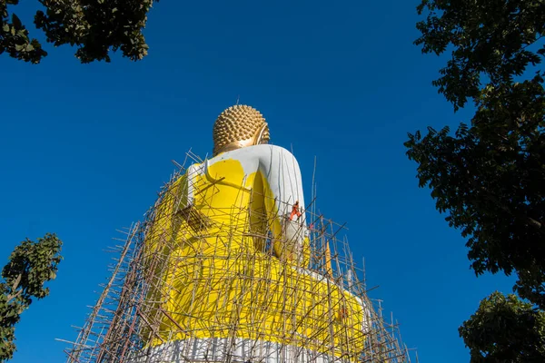Big Buddha Construção Wat Phusawan Cidade Chiang Khong Província Chiang — Fotografia de Stock