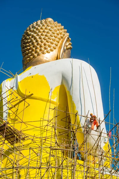 Grand Bouddha Construction Wat Phusawan Dans Ville Chiang Khong Dans — Photo