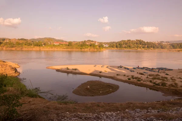 Krajobraz Nad Rzeką Mekong Mieście Chiang Khong Prowincji Chiang Raii — Zdjęcie stockowe