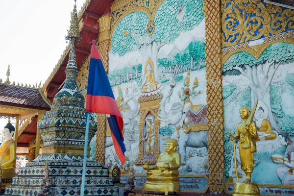 Wat Chomkao Manilat Vila Huay Xai Lao Rio Mekong Vista — Fotografia de Stock