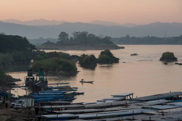 Vista Del Fiume Mekong Confine Con Chiang Khong Thailandia Huay — Foto Stock