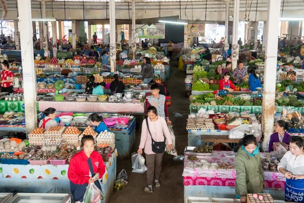 Food Market Village Huay Xai Lao Mekong River View Northwest — Stock Photo, Image