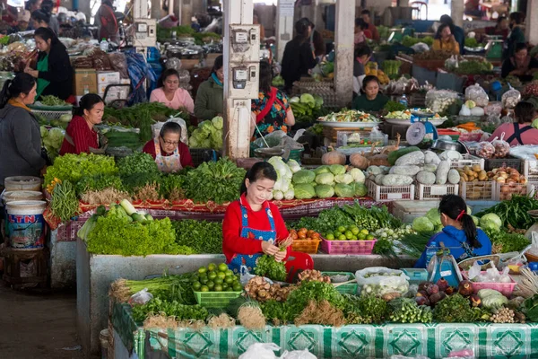 Vegetales Mercado Alimentos Pueblo Huay Xai Lao Río Mekong Desde — Foto de Stock