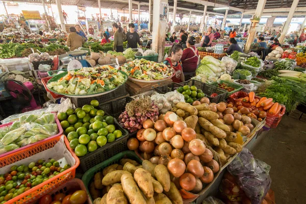 Grönsak Matmarknaden Byn Huay Xai Lao Vid Floden Mekong Från — Stockfoto