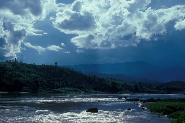 Rivière Mékong Village Huay Xai Laos Rivière Mékong Vue Dans — Photo