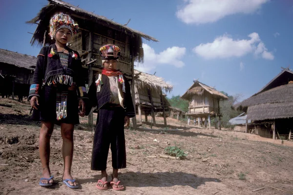 Gente Aldea Muang Sing Provincia Luang Namtha Lao Norte Lao — Foto de Stock