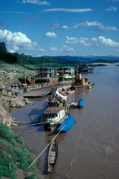 Puerto Barco Río Mekong Aldea Huay Xai Lao Río Mekong — Foto de Stock