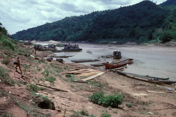 Río Paisaje Aldea Pak Beng Lao Río Mekong Desde Vista — Foto de Stock