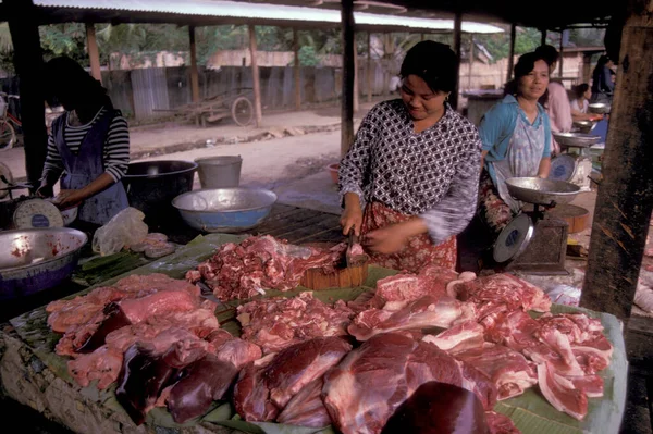Élelmiszerpiac Pakse Városa Champasak Tartományban Lao Ban Lao Déli Részén — Stock Fotó