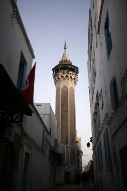 Tunus 'un kuzeyindeki Medine' deki Youssef Dey Camii Kuzey Afrika, Tunus, Sidi Bou Sair, Mart 2009