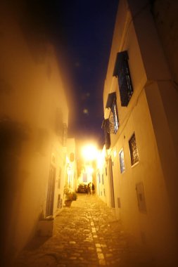 Kuzey Afrika, Tunus, Tunus, Sidi Bou Sair, Mart 2009 'da Tunus' un kuzeyindeki Sidi Bou Sair kasabasında bir ara sokak.