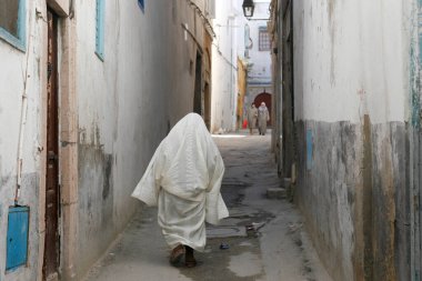 Tunus 'un kuzeyinde, Kuzey Afrika' da, Tunus 'ta, Sidi Bou Sair' de bir ara sokak, Mart 2009