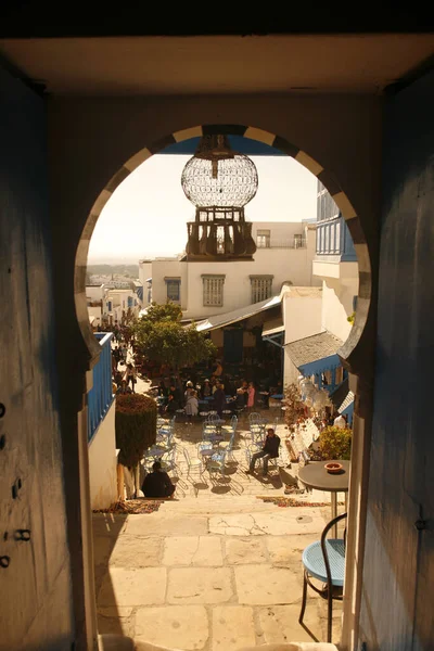 Caf Des Nattes Marketstreet Old Town Sidi Bou 2009年3月 チュニジアの北にあるチュニスの近くで言った — ストック写真