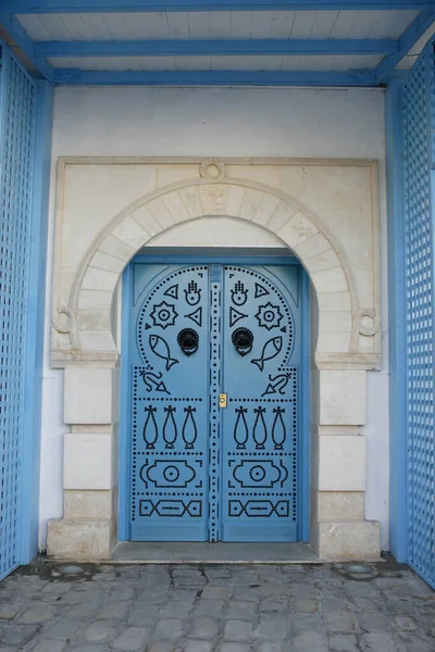 Традиционная Дверь Старом Городе Сиди Саид Недалеко Города Туниса Севере — стоковое фото