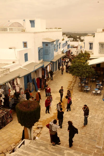 Une Ruelle Dans Vieille Ville Sidi Bou Saïd Près Ville — Photo