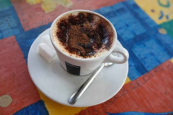 Ein Café Cappucchino Der Altstadt Von Tunis Norden Tunesiens Nordafrika — Stockfoto