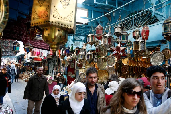 Marketstreet Souq Market Bazaar Old City Tunis North Africa Tunisia — Foto Stock