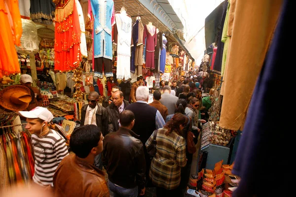 Een Marktstraat Souq Markt Bazaar Oude Stad Van Tunis Het — Stockfoto