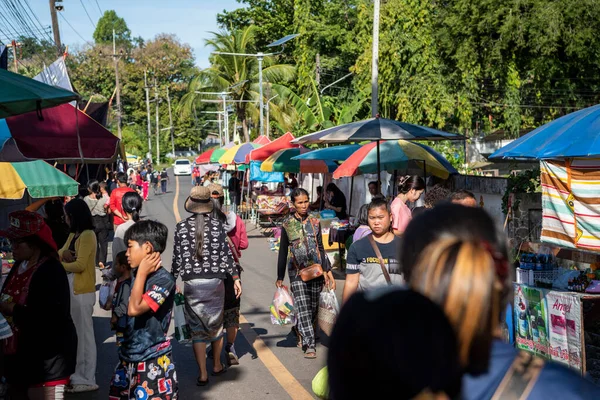 People Saturday Border Lao Market Town Khong Chiam Province Ubon — Stock Photo, Image