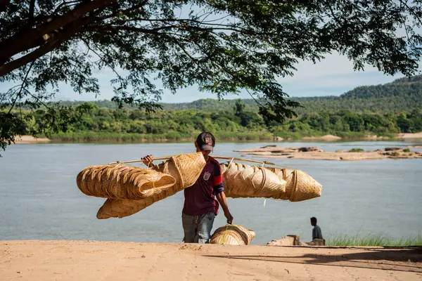 Lao People Basketry Saturday Border Lao Market Town Khong Chiam — Stock Photo, Image