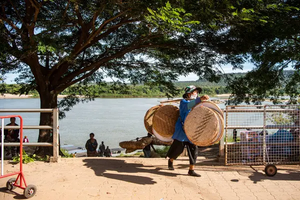 Lao People Basketry Saturday Border Lao Market Town Khong Chiam — Stock Photo, Image