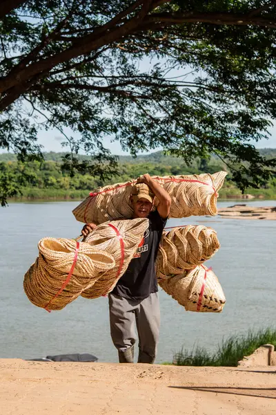 Lao People Basketry Saturday Border Lao Market Town Khong Chiam — Stock Photo, Image