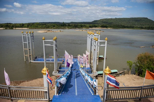 Confluence Mekong River Mun River Two Color River Viewpoint Town — Stock Photo, Image