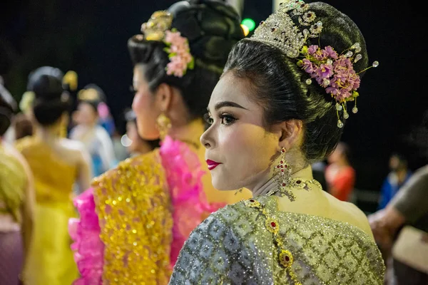 Thai Women Beauty Contest Loy Krathong Festival Town Khong Chiam — Stock Photo, Image