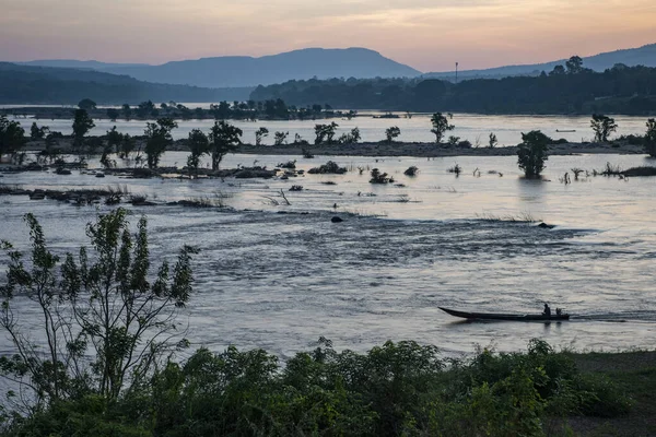 Sunrise Confluence Mekong River Mun River Two Color River Viewpoint — Stock Photo, Image