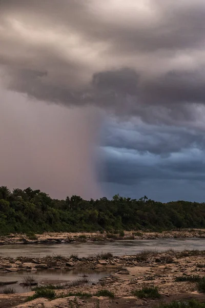 Weather Rain Storm Mun River Town Khong Chiam Province Ubon — Stock Photo, Image