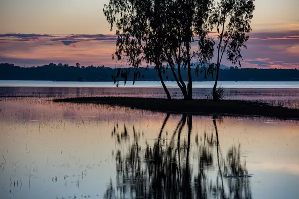 Sunrise Lake Sirindhorn Dam Town Khong Chiam Province Ubon Ratchathani — Stock Photo, Image