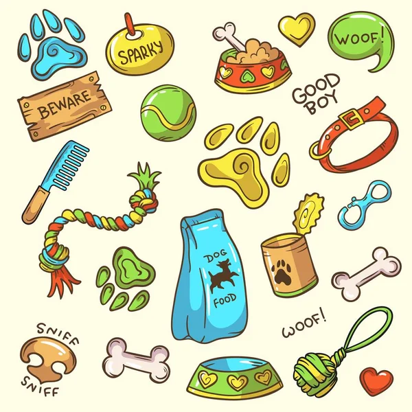 Köpek şeyler, vector Icons set