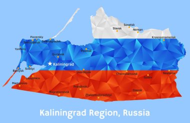 Vector geometric polygonal map of Kaliningrad Region, Russia clipart