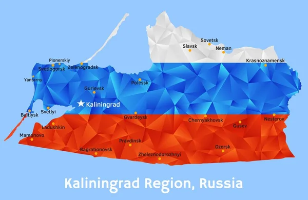 Mapa poligonal geométrico vetorial da região de Kaliningrado, Rússia —  Vetores de Stock