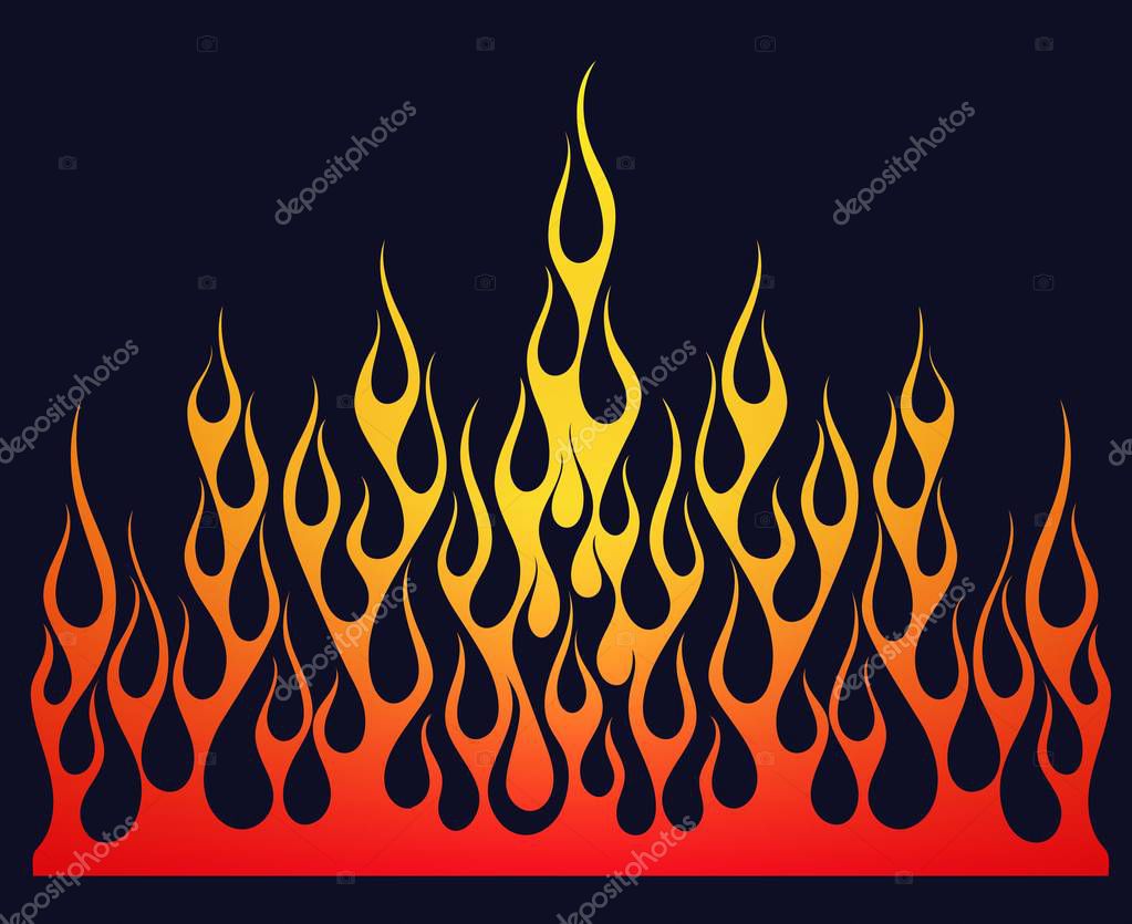 Fire flames, red and yellow gradient colored, isolated vector element