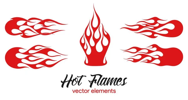 Red flame elements set — Stock Vector