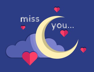Miss You simple flat vector illustration clipart
