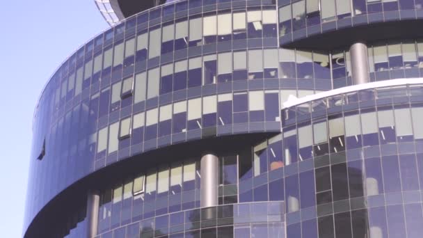 Mrakodrap Panorama Windows Office Odlesky Oblohy Město — Stock video