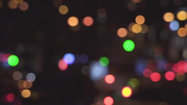 Vista Borrosa Las Luces Nocturnas Ciudad — Vídeos de Stock