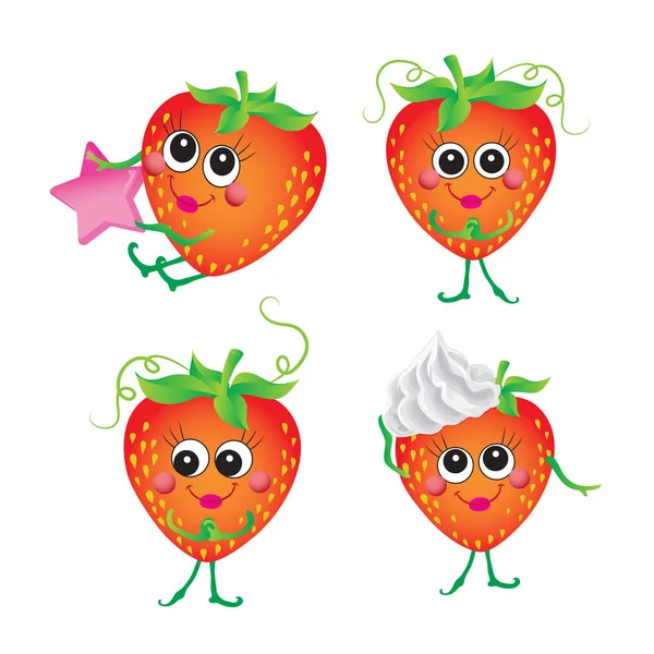 草莓, 在白色背景下的矢量字符 — 图库矢量图片