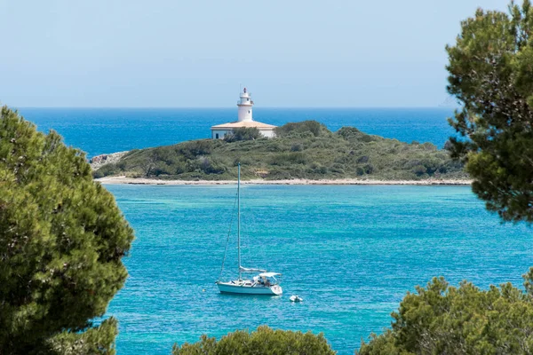 Mar Costa Paisagem Com Farol Maiorca — Fotografia de Stock